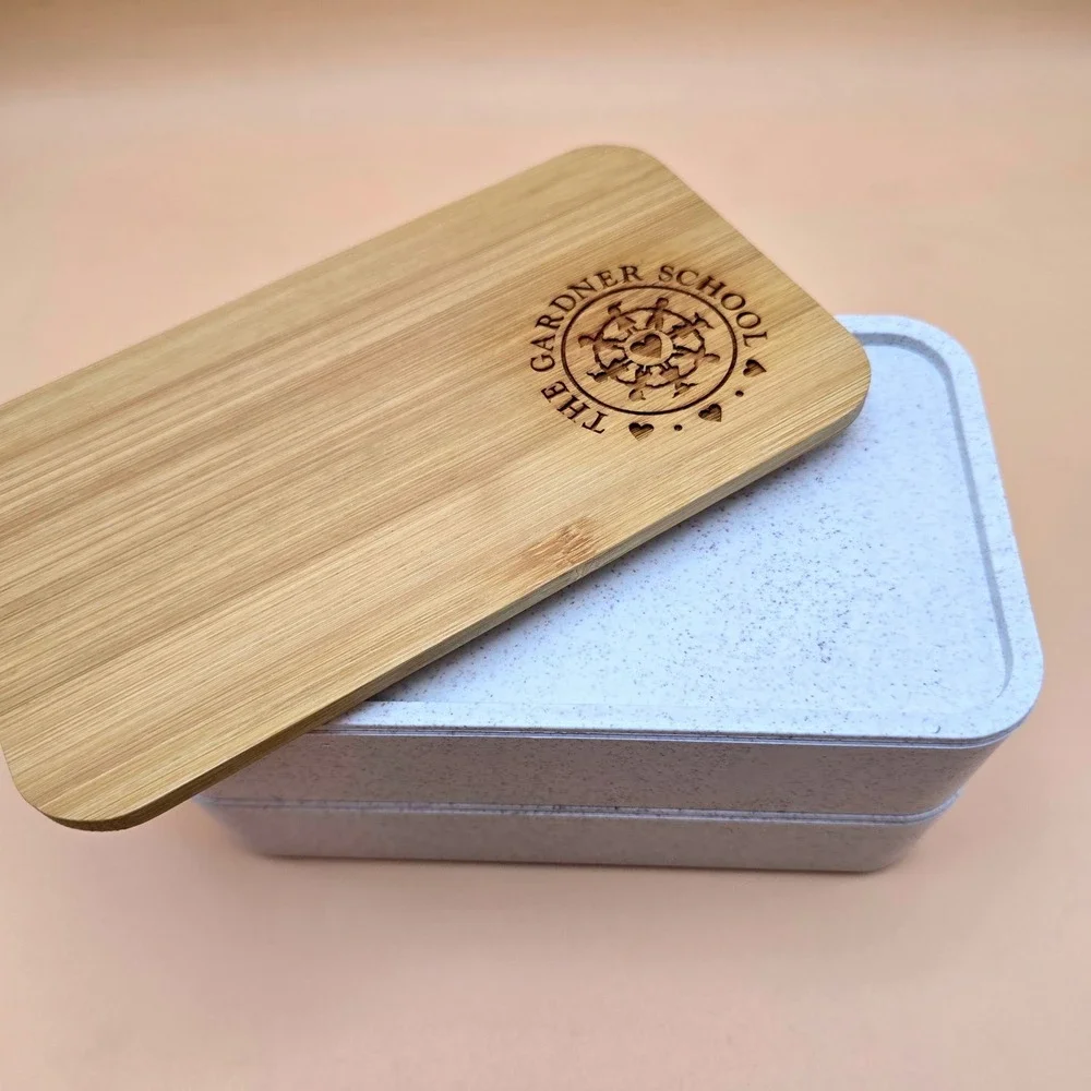 Bamboo Lid White Speckled Meal Prep Container Set